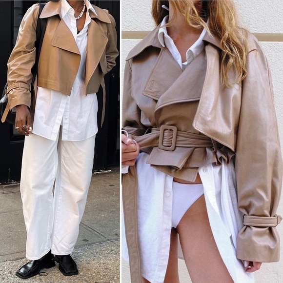 Nour Hammour | NWT SOLD OUT Hatti Leather Jacket in Sand - Size FR 34/US 2 - Picture 1 of 14